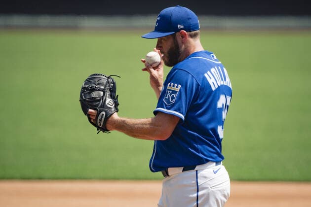 Kansas City Royals pitcher Greg Holland practices at the start of Summer Camp training at Kaufman Stadium in Kansas City, Missouri on Friday, July 3, 2020. Major League Baseball is finally starting their 2020 season after the COVID-19 pandemic caused months of delays.  KCP20200703131 KYLExRIVAS