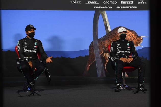 Motorsports: FIA Formula One World Championship, WM, Weltmeisterschaft 2020, Grand Prix of Austria Motorsports: FIA Formula One World Championship 2020, Grand Prix of Austria, 44 Lewis Hamilton (GBR, Mercedes-AMG Petronas Formula One Team), 77 Valtteri Bottas (FIN, Mercedes-AMG Petronas Formula One Team),
