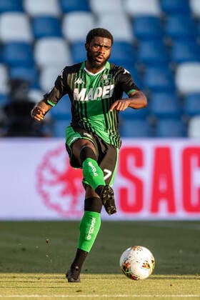 Jeremie Boga (Sassuolo) during the Italian Serie A match between Sassuolo 4-2 Cagliari at Mapei Stadium on July 04 , 2020 in Reggio Emilia, Italy. Noxthirdxpartyxsales (132729955)