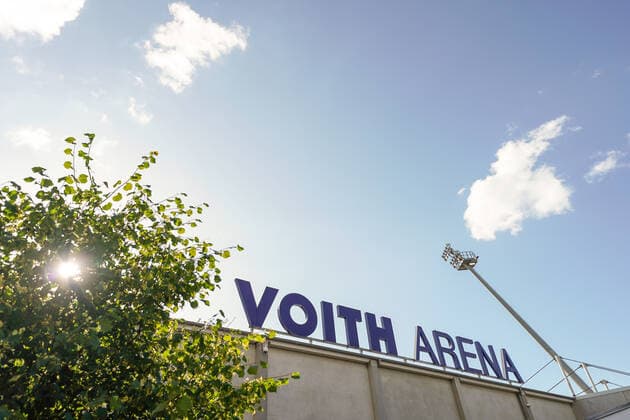1.FC Heidenheim vs SV Werder Bremen - Relegation 02 - 06.07.2020 Voith Arena Heidenheim Schriftzug nphgm001: Fussball: 1. Bundesliga: Saison 19 20: Relegation 02; 1.FC Heidenheim vs SV Werder Bremen - 06.07.2020 Foto: gumzmedia nordphoto POOL DFL regulations prohibit any use of photographs as image sequences and or quasi-video. EDITORIAL USE ONLY National and international News-Agencies OUT. Heidenheim Voith-Arena BW DEUTSCHLAND