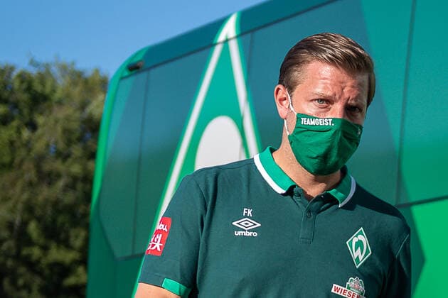 GER, FC Heidenheim vs. Werder Bremen, Fussball, Bundesliga Religation, 2019 2020, 06.07.2020 Ankunft am Stadion, Florian Kohfeldt, Trainer (SV Werder Bremen), GER, FC Heidenheim vs. Werder Bremen, Fussball, Bundesliga Religation, 2019 2020, 06.07.2020, DFB DFL regulations prohibit any use of photographs as image sequences and or quasi-video., Foto: EIBNER Sascha Walther Heidenheim Voith-Arena Baden-Wuerttemberg Deutschland