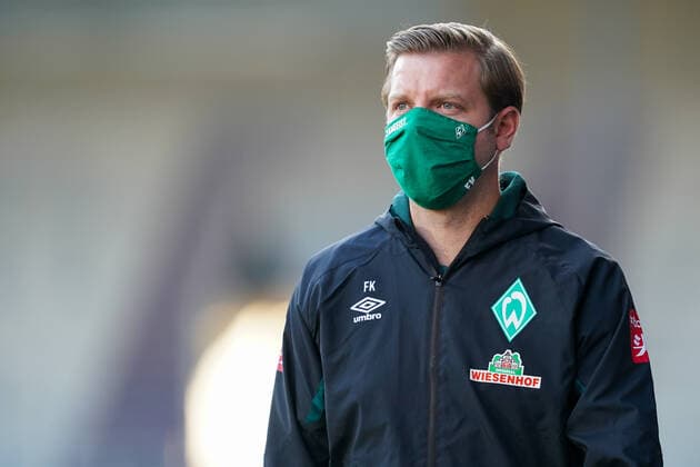 1.FC Heidenheim vs SV Werder Bremen - Relegation 02 - 06.07.2020 Florian Kohfeldt (Trainer SV Werder Bremen), mit CORONA Gesichtsmaske nphgm001: Fussball: 1. Bundesliga: Saison 19 20: Relegation 02; 1.FC Heidenheim vs SV Werder Bremen - 06.07.2020 Foto: gumzmedia nordphoto POOL DFL regulations prohibit any use of photographs as image sequences and or quasi-video. EDITORIAL USE ONLY National and international News-Agencies OUT. Heidenheim Voith-Arena BW DEUTSCHLAND
