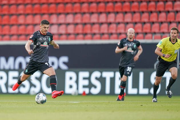 1.FC Heidenheim vs SV Werder Bremen - Relegation 02 - 06.07.2020 Milot Rashica (Werder Bremen 07) nphgm001: Fussball: 1. Bundesliga: Saison 19 20: Relegation 02; 1.FC Heidenheim vs SV Werder Bremen - 06.07.2020 Foto: gumzmedia nordphoto POOL DFL regulations prohibit any use of photographs as image sequences and or quasi-video. EDITORIAL USE ONLY National and international News-Agencies OUT. Heidenheim Voith-Arena BW DEUTSCHLAND