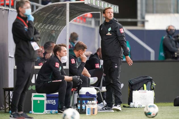 1.FC Heidenheim vs SV Werder Bremen - Relegation 02 - 06.07.2020 Florian Kohfeldt (Trainer SV Werder Bremen) nphgm001: Fussball: 1. Bundesliga: Saison 19 20: Relegation 02; 1.FC Heidenheim vs SV Werder Bremen - 06.07.2020 Foto: gumzmedia nordphoto POOL DFL regulations prohibit any use of photographs as image sequences and or quasi-video. EDITORIAL USE ONLY National and international News-Agencies OUT. Heidenheim Voith-Arena BW DEUTSCHLAND