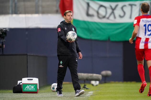 1.FC Heidenheim vs SV Werder Bremen - Relegation 02 - 06.07.2020 Florian Kohfeldt (Trainer SV Werder Bremen) nphgm001: Fussball: 1. Bundesliga: Saison 19 20: Relegation 02; 1.FC Heidenheim vs SV Werder Bremen - 06.07.2020 Foto: gumzmedia nordphoto POOL DFL regulations prohibit any use of photographs as image sequences and or quasi-video. EDITORIAL USE ONLY National and international News-Agencies OUT. Heidenheim Voith-Arena BW DEUTSCHLAND