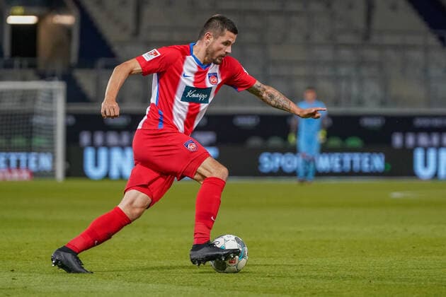 1.FC Heidenheim vs SV Werder Bremen - Relegation 02 - 06.07.2020 Norman Theuerkauf (1. FC Heidenheim 1846 30) nphgm001: Fussball: 1. Bundesliga: Saison 19 20: Relegation 02; 1.FC Heidenheim vs SV Werder Bremen - 06.07.2020 Foto: gumzmedia nordphoto POOL DFL regulations prohibit any use of photographs as image sequences and or quasi-video. EDITORIAL USE ONLY National and international News-Agencies OUT. Heidenheim Voith-Arena BW DEUTSCHLAND