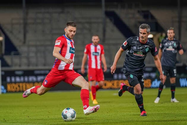 1.FC Heidenheim vs SV Werder Bremen - Relegation 02 - 06.07.2020 nphgm001: Fussball: 1. Bundesliga: Saison 19 20: Relegation 02; 1.FC Heidenheim vs SV Werder Bremen - 06.07.2020 Foto: gumzmedia nordphoto POOL DFL regulations prohibit any use of photographs as image sequences and or quasi-video. EDITORIAL USE ONLY National and international News-Agencies OUT. Heidenheim Voith-Arena BW DEUTSCHLAND