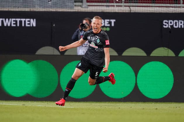 1.FC Heidenheim vs SV Werder Bremen - Relegation 02 - 06.07.2020 1:2 durch Ludwig Augustinsson (Werder Bremen 05), Klassenerhalt nphgm001: Fussball: 1. Bundesliga: Saison 19 20: Relegation 02; 1.FC Heidenheim vs SV Werder Bremen - 06.07.2020 Foto: gumzmedia nordphoto POOL DFL regulations prohibit any use of photographs as image sequences and or quasi-video. EDITORIAL USE ONLY National and international News-Agencies OUT. Heidenheim Voith-Arena BW DEUTSCHLAND