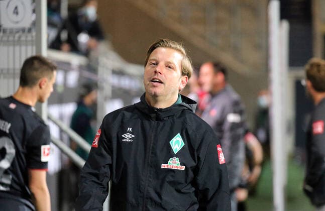 Relegation 1. FC Heidenheim - SV Werder Bremen Florian Kohfeldt (SV Werder Bremen) Deutschland, Heidenheim, 06.07.2020, Fussball, Bundesliga, Saison 2019 2020, Relegation, 1. FC Heidenheim - SSV Jahn Regensburg DFL DFB REGULATIONS PROHIBIT ANY USE OF PHOTOGRAPHS AS IMAGE AND OR QUASI-VIDEO Foto: Pressefoto Rudel Robin Rudel Pool Pressefoto Rudel Heidenheim Baden-Württemberg Deutschland