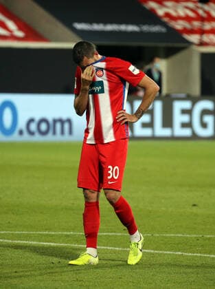 Relegation 1. FC Heidenheim - SV Werder Bremen Norman Theuerkauf (1. FC Heidenheim) Deutschland, Heidenheim, 06.07.2020, Fussball, Bundesliga, Saison 2019 2020, Relegation, 1. FC Heidenheim - SSV Jahn Regensburg DFL DFB REGULATIONS PROHIBIT ANY USE OF PHOTOGRAPHS AS IMAGE AND OR QUASI-VIDEO Foto: Pressefoto Rudel Robin Rudel Pool Pressefoto Rudel Heidenheim Baden-Württemberg Deutschland
