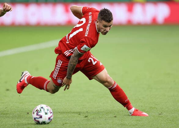 Fussball, Pokalfinale: Saison 2019 2020, 04.07.2020 DFB-Pokal Finale der Herren , Bayer Leverkusen - Bayern München , Muenchen Lucas Hernandez firo, Sport, Fussball, Pokalfinale: Saison 2019 2020, 04.07.2020 DFB-Pokal Finale der Herren Bayer Leverkusen - FC Bayern München , Muenchen Foto: Jürgen Fromme firosportphoto POOL Nur für journalistische Zwecke! Only for editorial use! a Stadt Berlin Olympiastadion Bundesland Berlin Deutschland
