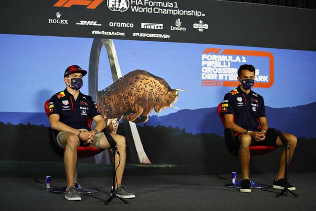 Motorsports: FIA Formula One World Championship, WM, Weltmeisterschaft 2020, Grand Prix of Styria Motorsports: FIA Formula One World Championship 2020, Grand Prix of Styria, 33 Max Verstappen (NLD, Aston Martin Red Bull Racing), 23 Alexander Albon (THA, Aston Martin Red Bull Racing),