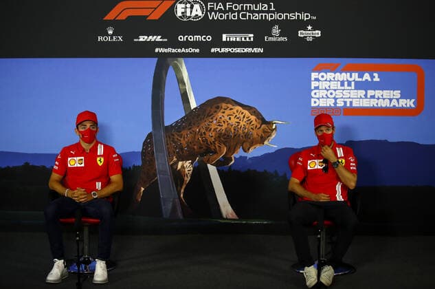 Motorsports: FIA Formula One World Championship, WM, Weltmeisterschaft 2020, Grand Prix of Styria Motorsports: FIA Formula One World Championship 2020, Grand Prix of Styria, 16 Charles Leclerc (MCO, Scuderia Ferrari Mission Winnow), 5 Sebastian Vettel (GER, Scuderia Ferrari Mission Winnow),