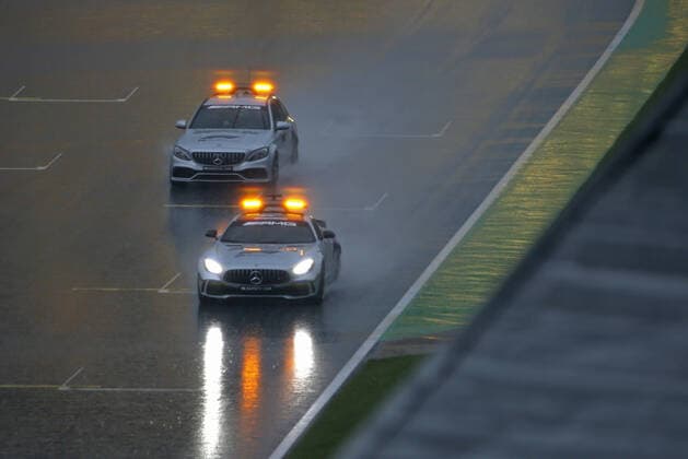 Motorsports: FIA Formula One World Championship, WM, Weltmeisterschaft 2020, Grand Prix of Styria Motorsports: FIA Formula One World Championship 2020, Grand Prix of Styria, F1 Safety Car, Mercedes-AMG GT R and F1 Medical Car, heavy rain