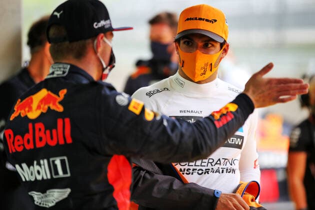 Motorsports: FIA Formula One World Championship, WM, Weltmeisterschaft 2020, Grand Prix of Styria Motorsports: FIA Formula One World Championship 2020, Grand Prix of Styria, 33 Max Verstappen (NLD, Aston Martin Red Bull Racing), 55 Carlos Sainz (ESP, McLaren F1 Team),