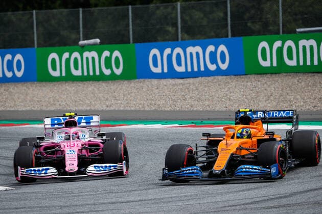Motorsports: FIA Formula One World Championship, WM, Weltmeisterschaft 2020, Grand Prix of Styria Motorsports: FIA Formula One World Championship 2020, Grand Prix of Styria, 18 Lance Stroll (CAN, BWT Racing Point F1 Team), 4 Lando Norris (GBR, McLaren F1 Team),