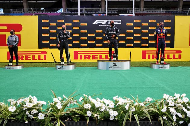 Motorsports: FIA Formula One World Championship, WM, Weltmeisterschaft 2020, Grand Prix of Styria Motorsports: FIA Formula One World Championship 2020, Grand Prix of Styria, Stephanie Travers, 77 Valtteri Bottas (FIN, Mercedes-AMG Petronas Formula One Team), 44 Lewis Hamilton (GBR, Mercedes-AMG Petronas Formula One Team), 33 Max Verstappen (NLD, Aston Martin Red Bull Racing),