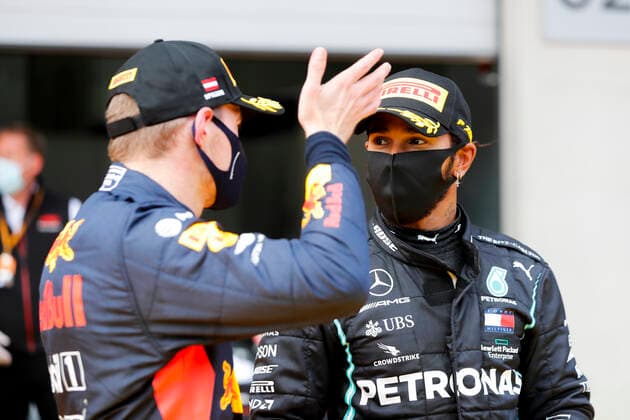 Motorsports: FIA Formula One World Championship, WM, Weltmeisterschaft 2020, Grand Prix of Styria Motorsports: FIA Formula One World Championship 2020, Grand Prix of Styria, 33 Max Verstappen (NLD, Aston Martin Red Bull Racing), 44 Lewis Hamilton (GBR, Mercedes-AMG Petronas Formula One Team),