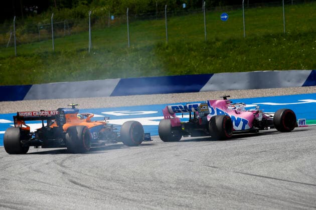 Motorsports: FIA Formula One World Championship, WM, Weltmeisterschaft 2020, Grand Prix of Styria Motorsports: FIA Formula One World Championship 2020, Grand Prix of Styria, 4 Lando Norris (GBR, McLaren F1 Team), 11 Sergio Perez (MEX, BWT Racing Point F1 Team),
