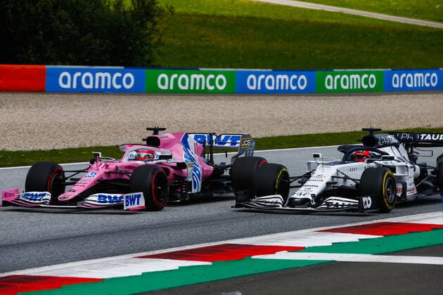 Motorsports: FIA Formula One World Championship, WM, Weltmeisterschaft 2020, Grand Prix of Styria Motorsports: FIA Formula One World Championship 2020, Grand Prix of Styria, 11 Sergio Perez (MEX, BWT Racing Point F1 Team), 26 Daniil Kvyat (RUS, Scuderia AlphaTauri Honda),