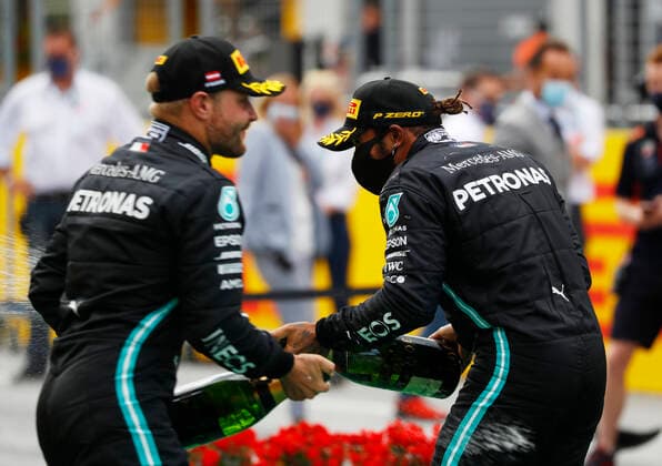 Motorsports: FIA Formula One World Championship, WM, Weltmeisterschaft 2020, Grand Prix of Styria Motorsports: FIA Formula One World Championship 2020, Grand Prix of Styria, 77 Valtteri Bottas (FIN, Mercedes-AMG Petronas Formula One Team), 44 Lewis Hamilton (GBR, Mercedes-AMG Petronas Formula One Team),