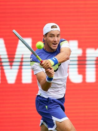 Jan-Lennard STRUFF (GER) lost his match against Roberto BAUTISTA AGUT (ESP) at the Tennis bett1 ACES Tennis Tournament on grass in Berlin , July 13, 2020.