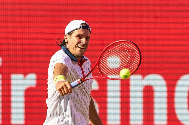 Tommy HAAS (GER) in his match against Jannik SINNER (ITA) at the Tennis bett1 ACES Tennis Tournament on grass in Berlin , July 13, 2020.