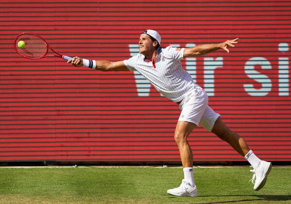 Tommy HAAS (GER) in his match against Jannik SINNER (ITA) at the Tennis bett1 ACES Tennis Tournament on grass in Berlin , July 13, 2020.