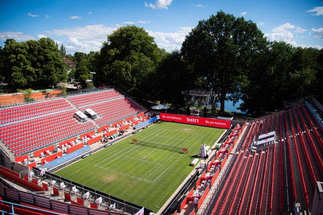 July 12, 2020, Berlin, GERMANY: Ambiance inside Steffi Graf Stadium ahead of the 2020 bett1ACES exhibition tournament. Berlin GERMANY - ZUMAa181 20200712_zaa_a181_097 Copyright: xRobxPrangex