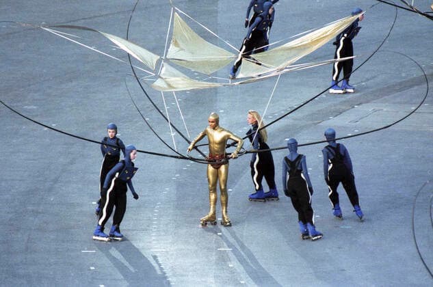 920208 Winter Olympics 1992, Opening Ceremony: Performers during the opening ceremony at The Winter Olympic Games, Olympische Spiele, Olympia, OS on February 8, 1992 in Albertville, France. BILDBYRAN  Copyright: BILDBYRAN BB920208BB018