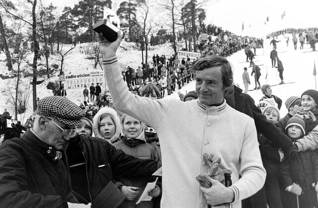 690223 Triple gold medalist in alpine skiing at The Winter Olympic Games, Olympische Spiele, Olympia, OS in Grenoble 1968 Jean-Claude Killy of France is seen during a tour of Sweden on February 23, 1969 in Stockholm. BILDBYRAN  Copyright: BILDBYRAN BB690223BB005