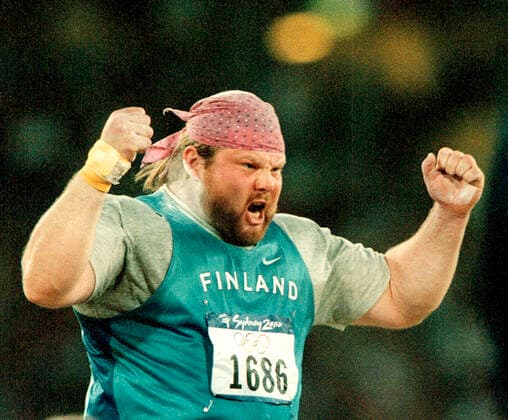 000922 Summer Olympics 2000, Athletics: Gold medalist Arsi Harju of Finland react during shot put at The Summer Olympic Games, Olympische Spiele, Olympia, OS on September 22, 2000 in Sydney, Australia. BILDBYRAN  Copyright: LENNARTxMANSSON BB000922LM002