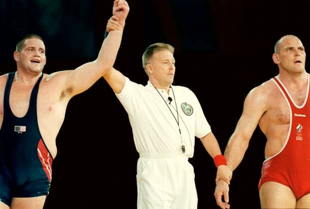 000927 Summer Olympics 2000, Wrestling: Gold medalist Rulon Gardner of USA react after his final match against Alexander Karelin of Russia in greco-roman 130 kg at The Summer Olympic Games, Olympische Spiele, Olympia, OS on September 27, 2000 in Sydney, Australia. BILDBYRAN  Copyright: LENNARTxMANSSON BB000927LM018