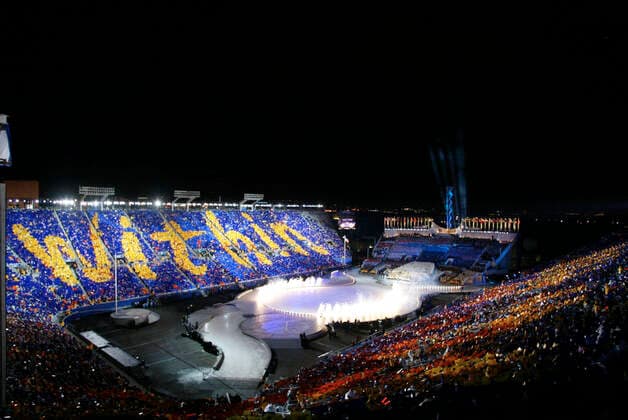 020208 Winter Olympics 2002, Opening Ceremony: Overview of Rice-Eccles Olympic Stadium during the opening ceremony at The Winter Olympic Games, Olympische Spiele, Olympia, OS on February 8, 2002 in Salt Lake City, USA. BILDBYRAN  Copyright: ANDREASxHILLERGREN BB020208BB040