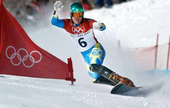 020215 Winter Olympics 2002, Snowboarding: Silver medalist Richard Richardsson of Sweden during parallel giant slalom at The Winter Olympic Games, Olympische Spiele, Olympia, OS on February 15, 2002 in Salt Lake City, USA. BILDBYRAN  Copyright: ANDREASxHILLERGREN BB020215BB032
