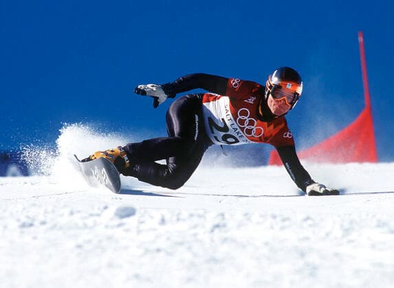 020215 Winter Olympics 2002, Snowboarding: Gold medalist Philipp Schoch of Switzerland during parallel giant slalom at The Winter Olympic Games, Olympische Spiele, Olympia, OS on February 15, 2002 in Salt Lake City, USA. BILDBYRAN  Copyright: ANDREASxHILLERGREN BB020215BB136