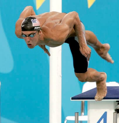 040814 Summer Olympics 2004, Swimming: Gold medalist Michael Phelps of USA during 400 m medley at The Summer Olympic Games, Olympische Spiele, Olympia, OS on August 14, 2004 in Athens, Greece. BILDBYRAN  Copyright: LENNARTxMANSSON BB040814LM033