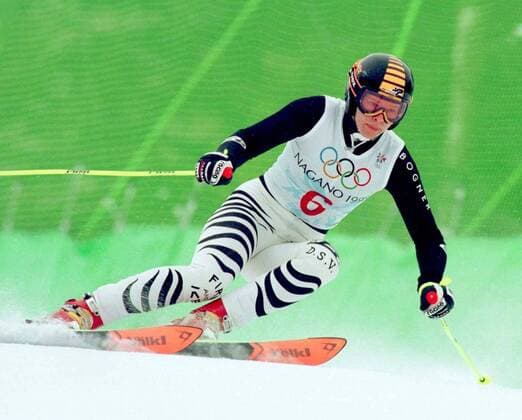 980220 Winter Olympics 1998, Alpine Skiing: Bronze medalist Katja Seizinger of Germany during womens giant slalom at The Winter Olympic Games, Olympische Spiele, Olympia, OS on February 20, 1998 in Nagano, Japan. BILDBYRAN  Copyright: DENNYxCALVO BB980220BB010