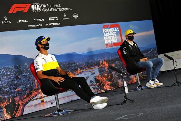 Motorsports: FIA Formula One World Championship, WM, Weltmeisterschaft 2020, Grand Prix of Hungary Motorsports: FIA Formula One World Championship 2020, Grand Prix of Hungary, 3 Daniel Ricciardo (AUS, Renault DP World F1 Team), 31 Esteban Ocon (FRA, Renault DP World F1 Team),