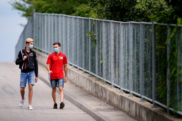 July 16, 2020, Mogyorod, Hungary: THEO POURCHAIRE of France and ART Grand Prix (Formula 3 Team) and MARCUS ARMSTRONG of New Zealand and ART Grand Prix during the 2020 FIA Formula 2 Championship event at the Hungaroring in Mogyorod, Hungary. Mogyorod Hungary - ZUMAg147 20200716_zap_g147_006 Copyright: xJamesxGasperottix
