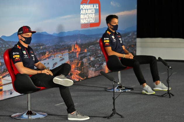 Motorsports: FIA Formula One World Championship, WM, Weltmeisterschaft 2020, Grand Prix of Hungary Motorsports: FIA Formula One World Championship 2020, Grand Prix of Hungary, 33 Max Verstappen (NLD, Aston Martin Red Bull Racing), 23 Alexander Albon (THA, Aston Martin Red Bull Racing),