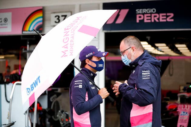 Motorsports: FIA Formula One World Championship, WM, Weltmeisterschaft 2020, Grand Prix of Hungary Motorsports: FIA Formula One World Championship 2020, Grand Prix of Hungary, 11 Sergio Perez (MEX, BWT Racing Point F1 Team), Tom McCullough (BWT Racing Point F1 Team),