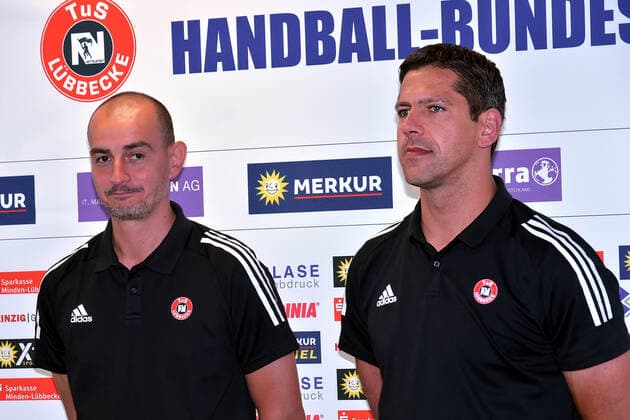20-07-2020 pmk NC125160 Handball Herren 2.Bundesliga Saison 2020 2021 TuS-N-Luebbecke Pressekonferenz Emir KUTAGIC -Trainer- Luebbecke Rolf HERMANN Luebbecke