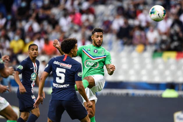 Denis Bouanga ( 20 - Saint Etienne ) - FOOTBALL : Paris Saint Germain vs AS Saint Etienne - Finale Coupe de France - Saint Denis - 24 07 2020 FedericoPestellini Panoramic 