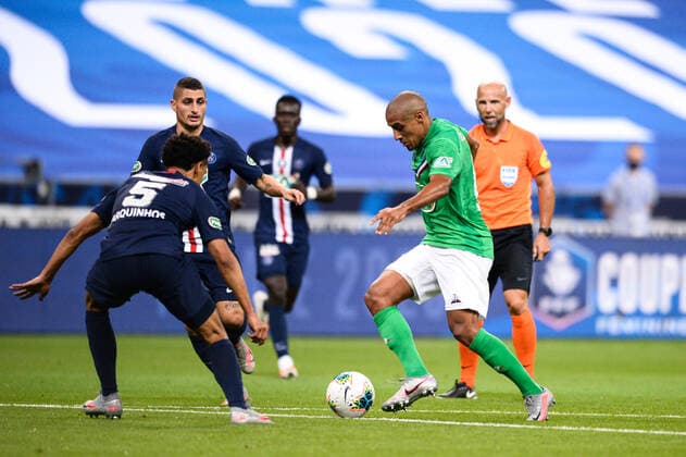 Wahbi Khazri ( 10 - Saint Etienne ) - Marquinhos ( 5 - PSG ) - FOOTBALL : Paris Saint Germain vs AS Saint Etienne - Finale Coupe de France - Saint Denis - 24 07 2020 FedericoPestellini Panoramic 