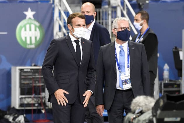 EMMANUEL MACRON FOOTBALL : Paris SG vs Saint Etienne - Coupe de France - Finale - 24 07 2020 FEP Panoramic 
