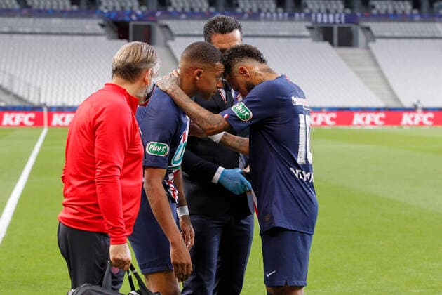 Kylian Mbappe (PSG) - Neymar (PSG) FOOTBALL : Paris Saint Germain Vs AS Saint Etienne - Coupe de France - Finale - 24 07 2020 MichaelBaucher Panoramic 