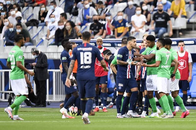 COLERE - ALTERCATION - 08 LEANDRO PAREDES (PSG) FOOTBALL : Paris SG vs Saint Etienne - Coupe de France - Finale - 24 07 2020 FEP Panoramic 