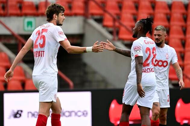 LIEGE, BELGIUM - JULY 25 : Felipe Avenatti forward of Standard Liege celebrates scoring a goal during a pre season friendly game between Standard de Liege and OGC Nice on July 25, 2020 in Liege, Belgium, 25 07 2020 ( Photo by Peter De Voecht Photonews FOOTBALL : Standard de Liege vs OGC Nice - 25 07 2020 PHOTONEWS PANORAMIC 