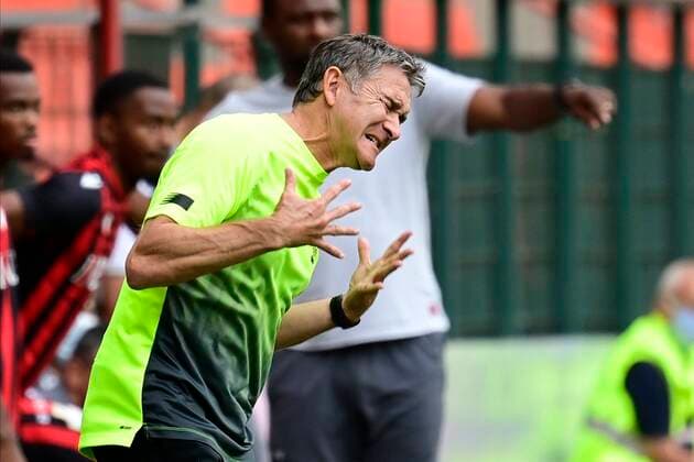 LIEGE, BELGIUM - JULY 25 : Philippe Montanier head coach of Standard Liege looks dejected during a pre season friendly game between Standard de Liege and OGC Nice on July 25, 2020 in Liege, Belgium, 25 07 2020 ( Photo by Peter De Voecht Photonews FOOTBALL : Standard de Liege vs OGC Nice - 25 07 2020 PHOTONEWS PANORAMIC 